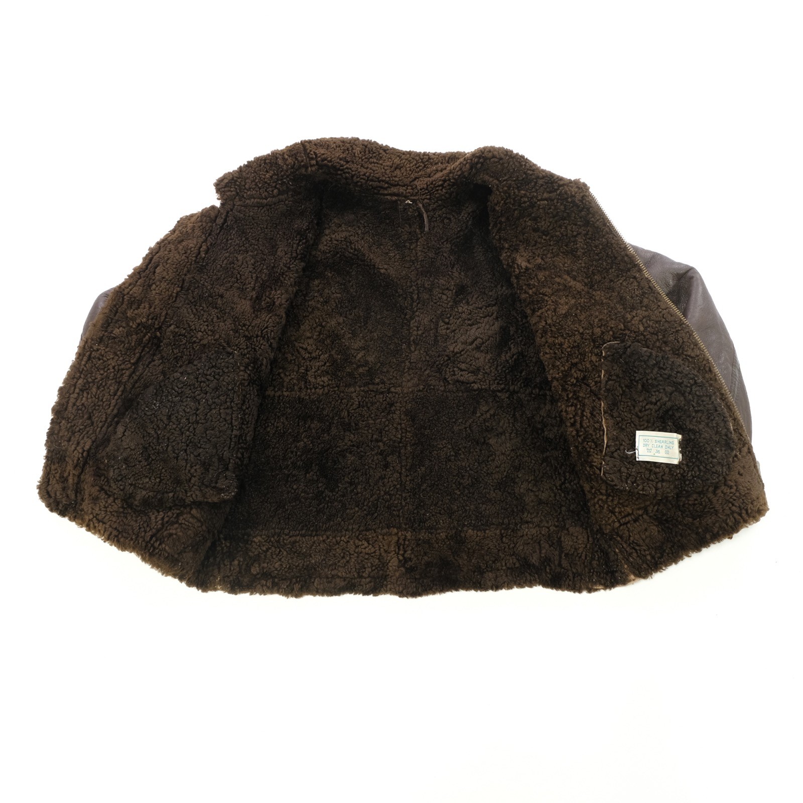 Rare Vintage Shearling Leather Aviator Flight Bomber Jacket 70s 80s Brown SZ XL