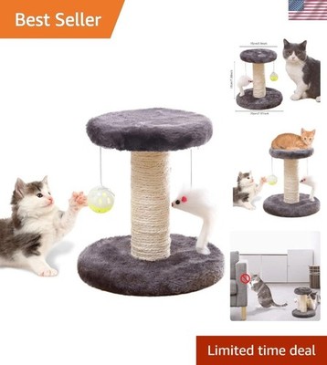 Compact Cat Scratching Post Tower with Plush Perch - Perfect for Small Cats