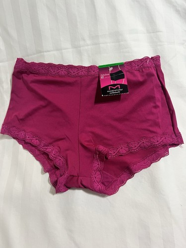 MAIDENFORM Mutandine/Ragazzo Donna Taglia LARGE/7 Bordo in Pizzo Rosa Scuro ~ Nuove con etichette - Foto 1 di 11
