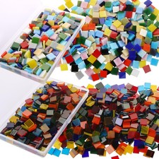 800Pcs Mixed Color Mosaic Tiles, Stained Transparent Glass Mosaic Pieces with...