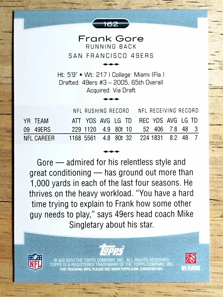 2010 Topps Platinum #162 Frank Gore - Image 2 of 2