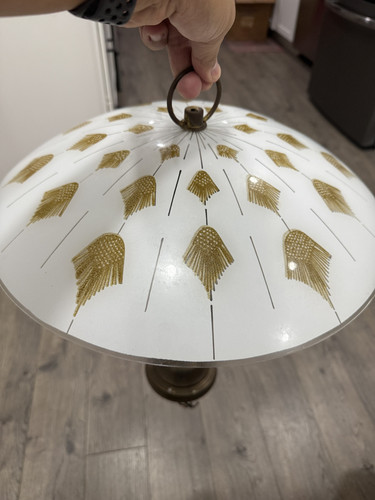 Vintage Mid Century Atomic Starburst Glass Ceiling Lamp Fixture Hanging