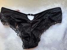 Victoria's Secret S Small High Leg Cheeky Bikini Panty Lace Bow Black NWT 17 65