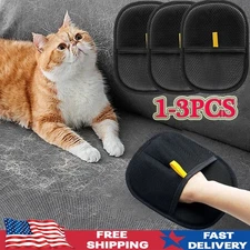 Electrostatic Pet Hair Removal Gloves Brush , Double-sided Pet Grooming Glove US