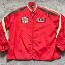 Vintage Swingster Penske Racing CAM2 Motor Oil Jacket Mens Medium Red Mock Neck