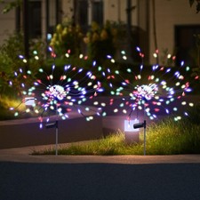 2 Pack 175 Solar Firework Lights Outdoor, 4th of July 2 Modes Solar Garden Li...