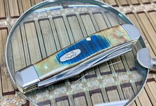 Case XX USA Hand Fired Sawcut Caribbean Blue Bone Mini Trapper Pocket Knife