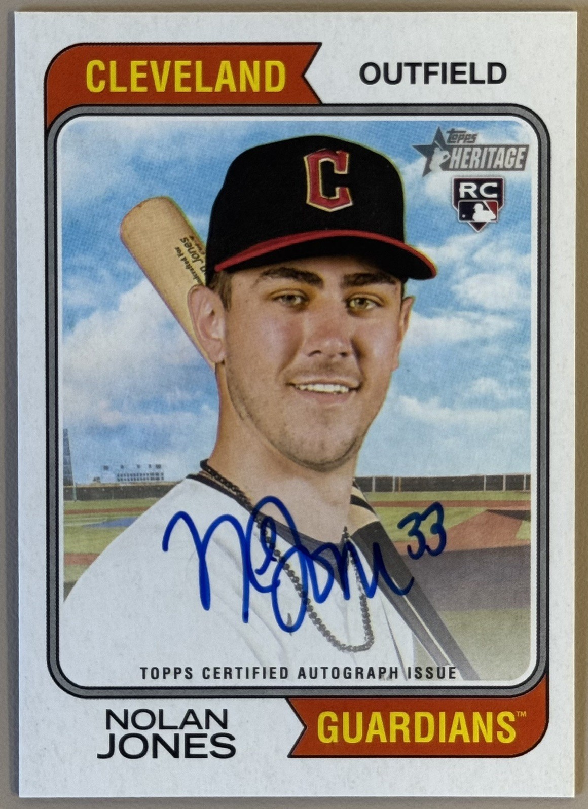 2023 Nolan Jones Topps Heritage Real One Auto Rookie #ROA-NJ Guardians