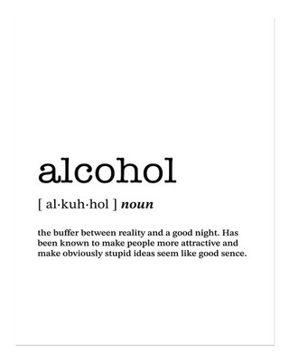 Humorous Alcohol Definition Wall Art for Home Decor Minimalist