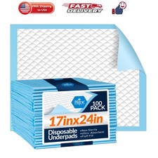 Disposable Underpads 17x24 in,Super Absorbent,Incontinence,100 Ct