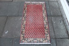 Vintage Worn Hand Made Traditional Oriental Wool Faded Pink Small Rug 123x64cm