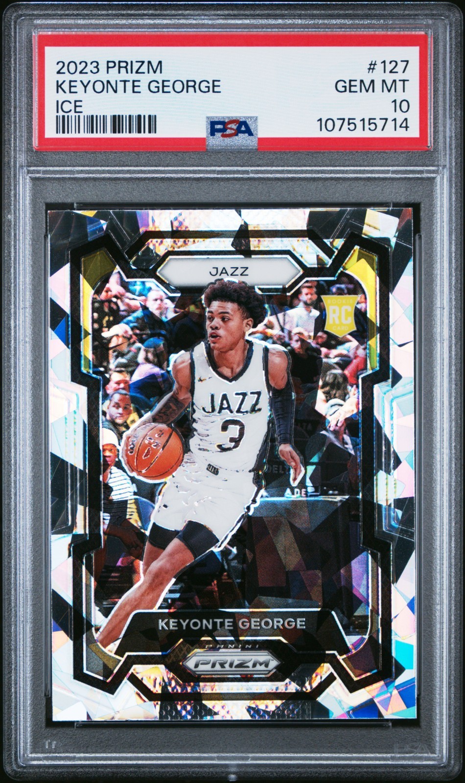 2023 Panini Prizm Keyonte George ICE ROOKIE PSA 10 GEM MINT RC #127 Utah Jazz