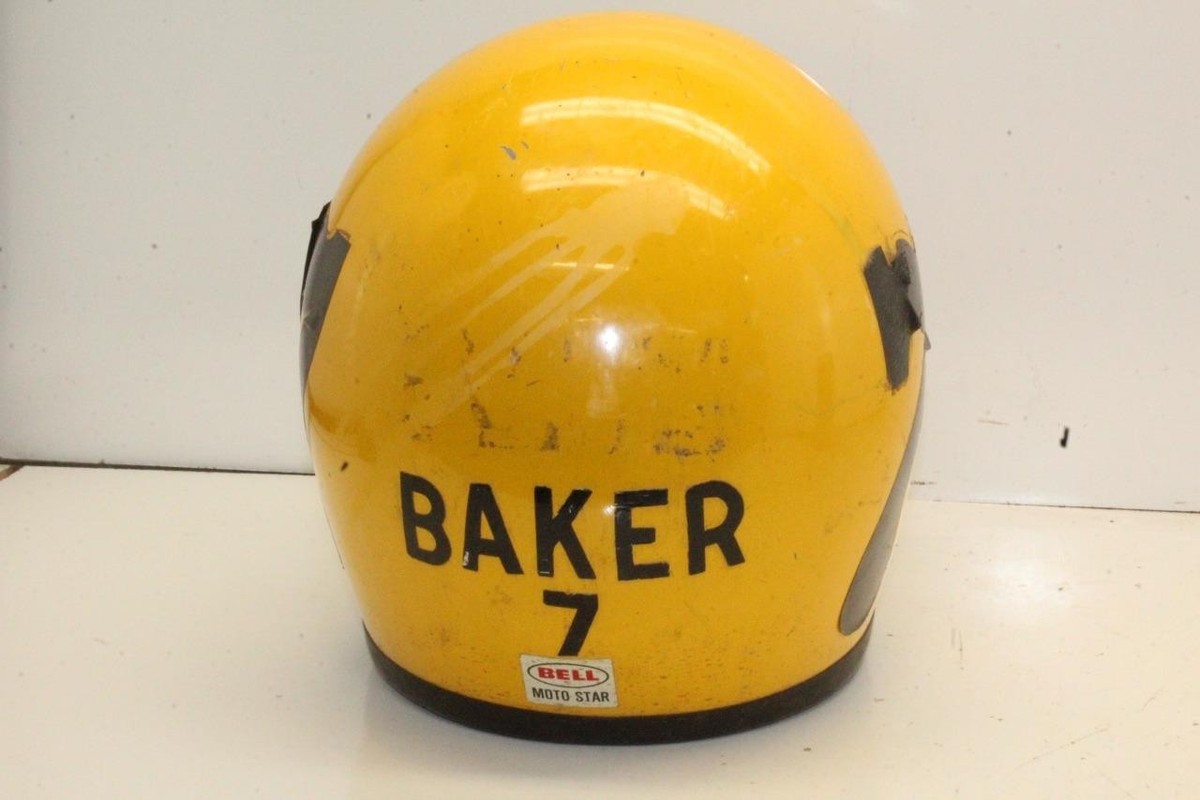Vintage Bell Moto Star Helmet Yellow Motocross Yamaha Suzuki