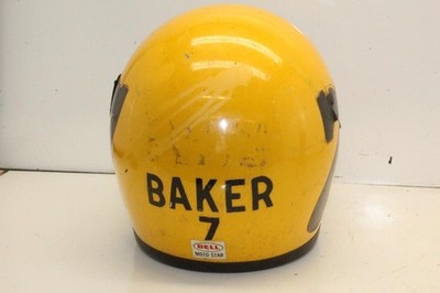 Vintage Bell Moto Star Helmet Yellow Motocross Yamaha Suzuki