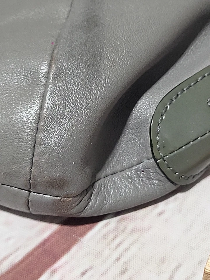 Coach Kristin Spectator Hobo Handbag Leather North South Zip Purse Bag Gray  - Image 4 of 4