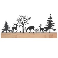 Unus® Aufsteller Wald-Silhouette Mit Hirschen, VöGeln Und Pilz Schwarz