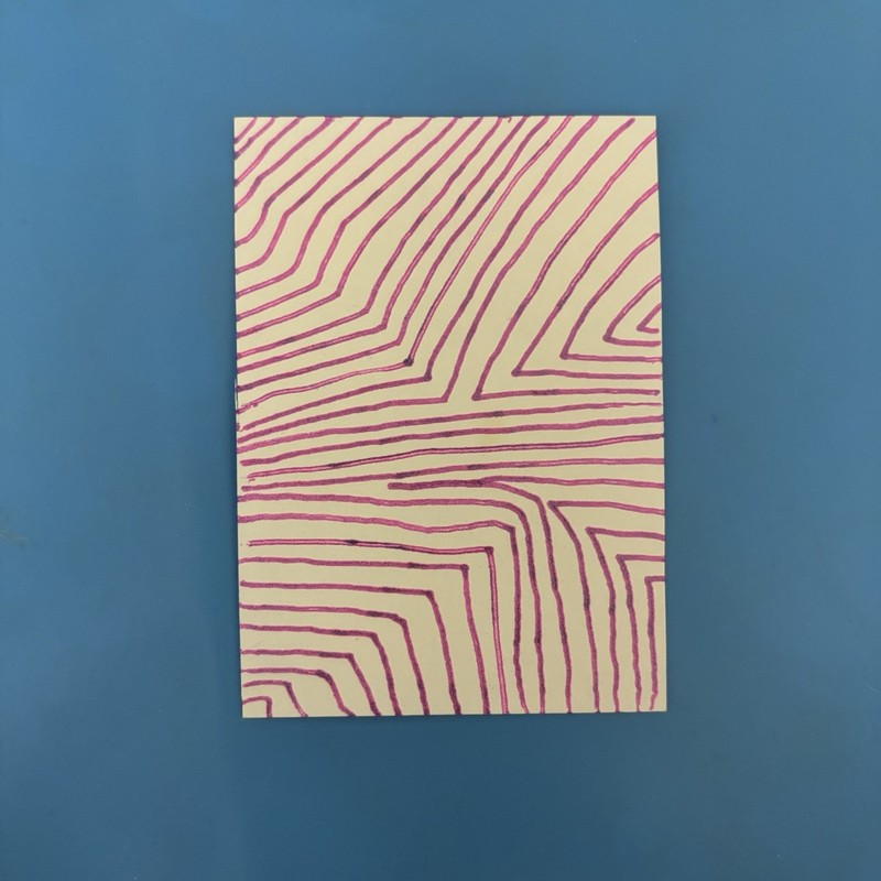 Original ACEO “Lines” By Jo Purple Glitter Ink On A White Background
