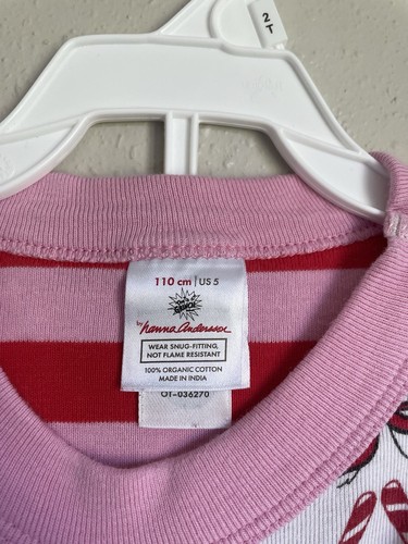 Dr. Seuss x Hanna Andersson Cindy Lou Who The Grinch Christmas Candy Cane PJs 5T - Picture 3 of 4