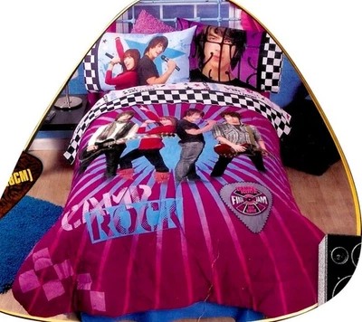 NEW~5pc FULL~Disney Camp Rock Rolling Jonas Bros~Comforter+Sheet Set~COTTON Rich - Image 1 of 2