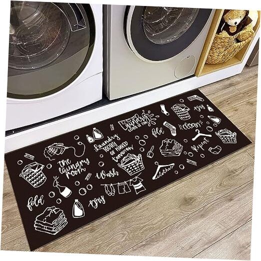 Non-Slip Ergonomic Standing Rug for Laundry Room in Black