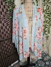 Band of Gypsies Blue Floral Kimono Boho Cotta...