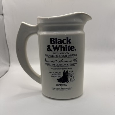Black and White Buchanan s Blended Scotch Whisky Water Pitcher Pub Jug Scotties