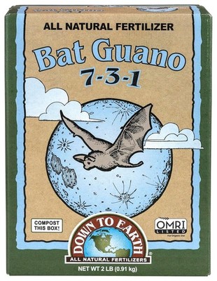 Organic Bat Guano - High Nitrogen Plant Food for Vegetative Growth 7-3-1, 2 Lb