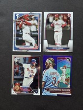 Bryce Harper 4 card lot w/2022 Donruss Diamond Kings Holo Purple