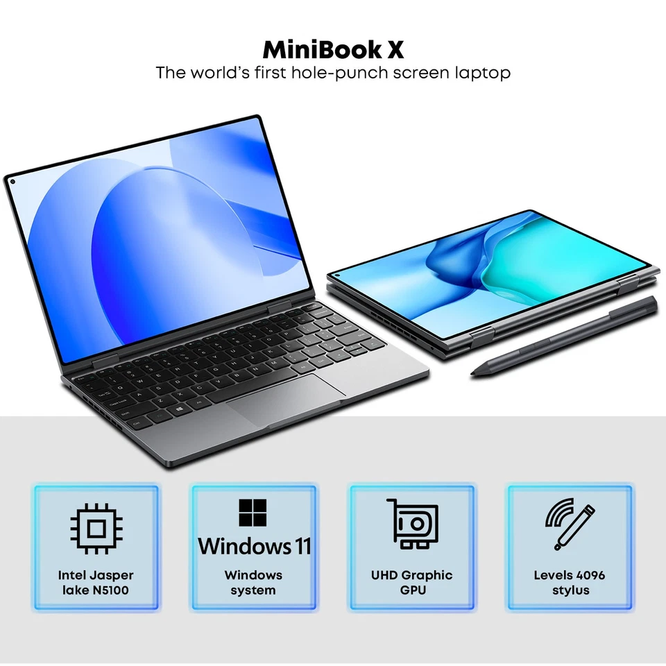 CHUWI MiniBook X 10.8in Touchscreen 360° Rotate Laptop Intel N5100 12G+512G - Image 3 of 4