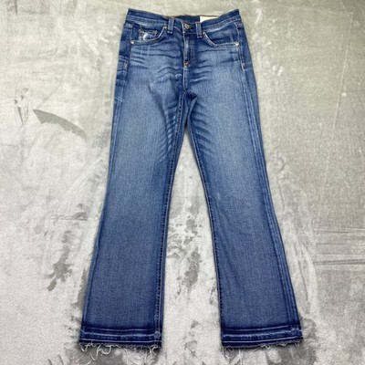 Rag Bone Jean Women's Size 25 Stark Flare Jeans Frayed Hem Blue Denim Grunge