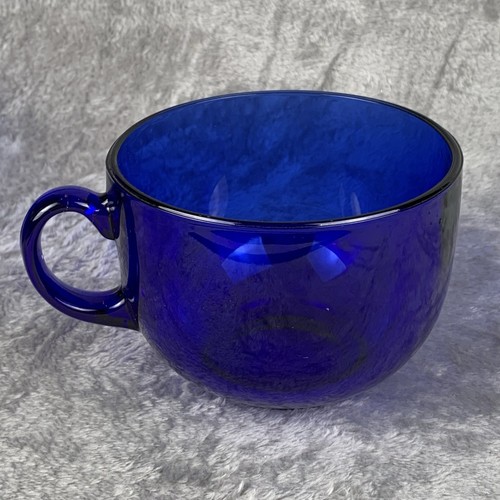 Arcoroc Cobalt Blue Glass Latte Mugs Soup Cups Pair Of 2 Made In France Vintage - Picture 14 of 19
