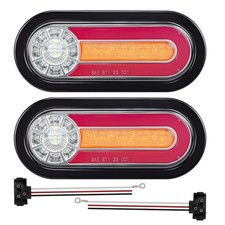 PCS 6 Inch Oval LED Trailer Tail Lights with Halo Glow 54 LEDs, 4-in-1 Stop 2