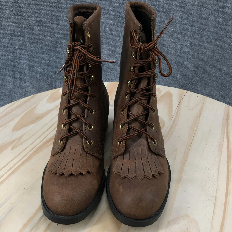 Botas Laredo para mujer 8 con cordones Kiltie Western botín cuero marrón tacones bajos Foto 3 de 4