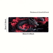 1pc Large Gaming Mouse Pad with Dragon  Ink Art Design - Non-Slip Rubber Base