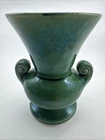 VINTAGE MCCOY Green Double Handle 5"  Miniature Pottery Vase 1930s
