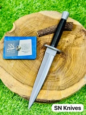 CUSTOM HANDMADE D2 TOOL STEEL HUNTING DAGGER BOWIE KNIFE WITH LEATHER SHEATH