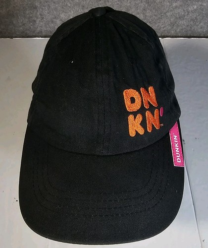 Dunkin’ Donuts Employee Hat Cap Adult Black Embroidered DNKN' 100% Cotton