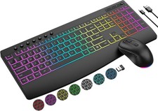 Keyboard and Mouse Combo, 9 Backlit Effects, Rechargeable 4000mAh Backlit Keyboa