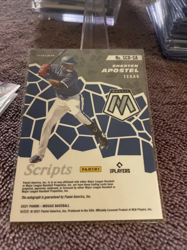 Sherten Apostel 2021 Panini Mosaic Scripts Auto B #SCR-SA Texas Rangers - Image 4 of 4