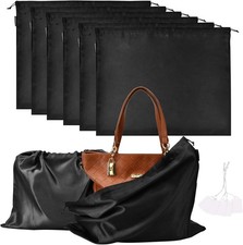 6 Pack Dust Bags for Handbags Silk Cover Bag 19.6  15.7 in, Black