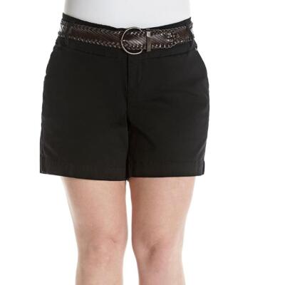 Womens One One Black Belted Cotton Twill Shorts Size 14 18 20 22 NWT 
