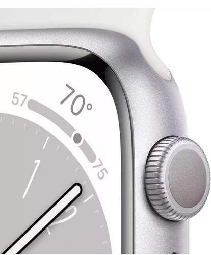 Apple Watch Series 8 GPS 41mm Silver Case S/M White Sport Band - Picture 3 of 5