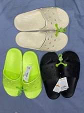 Crocs Classic Slides US12 EU46-47 (BONE & BLACK) US13 BLACK