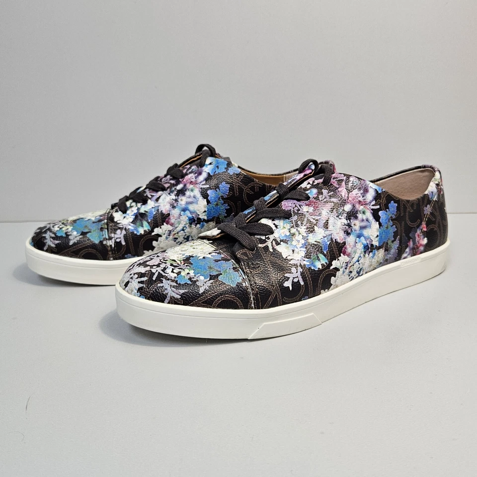 Calvin Klein Zapatos Mujer 9 Marrón Floral Imitación Cuero Tenis Entrenadores Imilia Foto 2 de 4