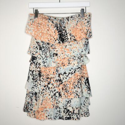 BCBGMaxAzria REVOLVE Layered Ruffle Mini Dress Double Lined Strapless Size 