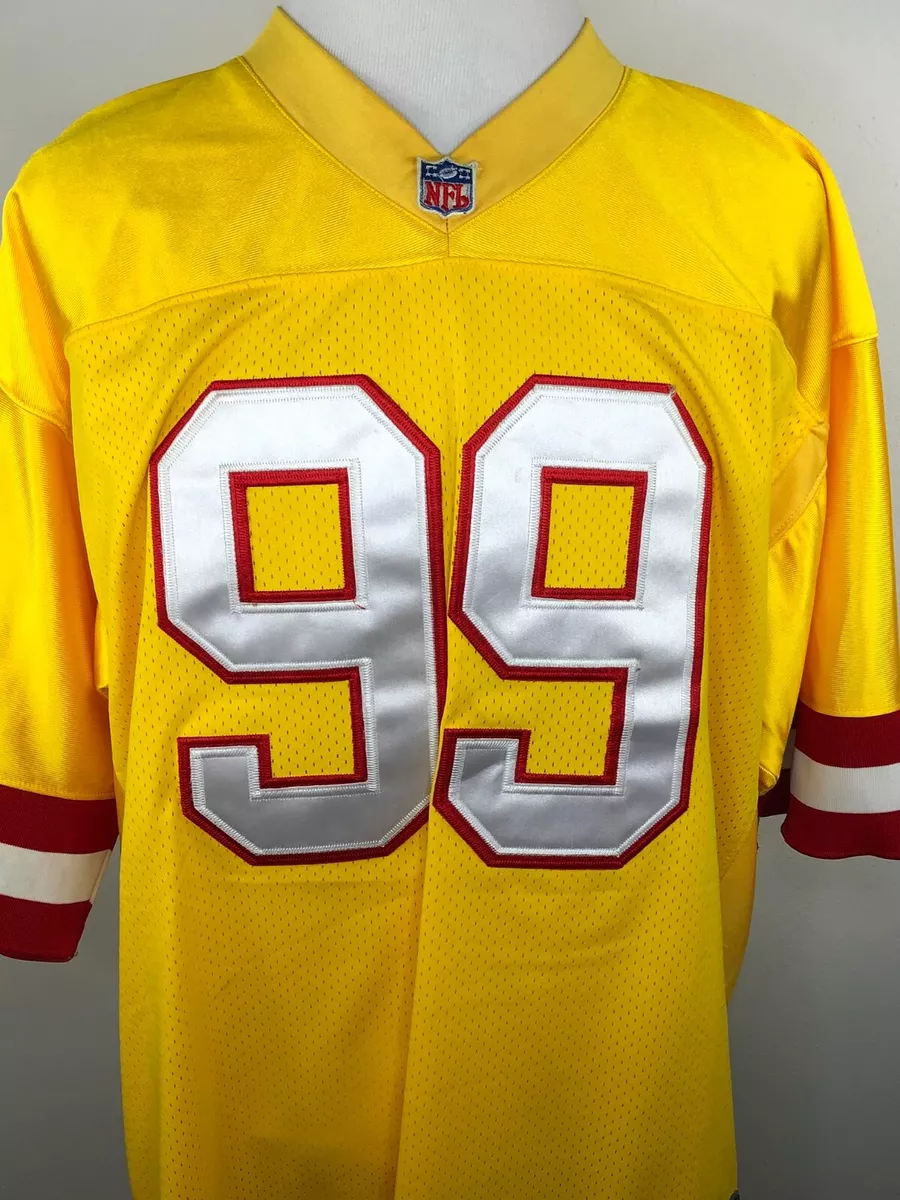 Tampa Bay Buccaneers NFL Throwback Warren Sapp Yellow Mitchell Ness Jersey 54