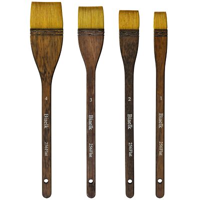 Professional 256flat 4pcs Goat Hair Wooden Handle Watercolor Artist Paint Art Su