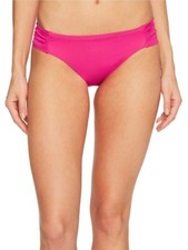 New Trina Turk Gypsy Solids Shirred Pink Hipster Bikini Bottom Sz 4 NWT