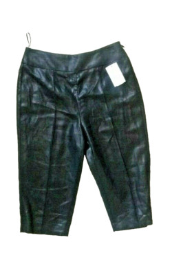 NWT $330 Longchamp black high rise crop coated linen short pants Sz 38