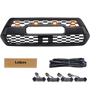Raptor Style Amber LED Grille Light Kit For 2016-2021 Toyota Tacoma TRD Pro – 4 Yellow Markers 2 thumbnail image